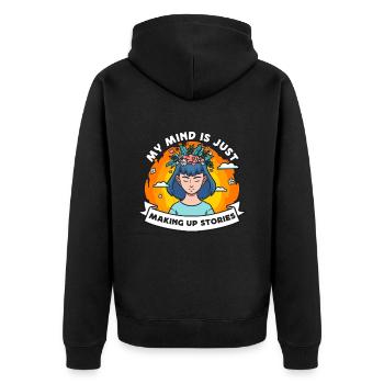 Mental Health My Mind Is Just Making Awareness - Unisex Premium Bio Zip Hoodie - Schwarz - Hinten - Nico (187cm)