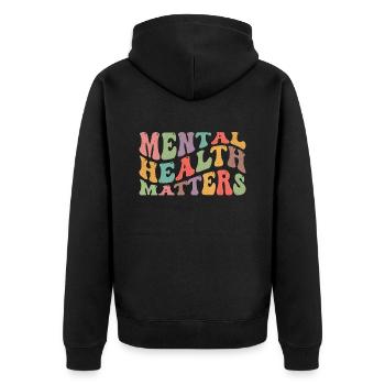 Santé mentale Questions de santé mentale - Veste à capuche bio Premium Unisexe - noir - Dos - Nico (187cm)