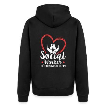 Travailleur social c’est un travail de cœur travailleur social - Veste à capuche bio Premium Unisexe - noir - Dos - Nico (187cm)