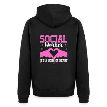 Travailleur social c’est un travail de cœur travailleur social - Veste à capuche bio Premium Unisexe - noir - Dos - Nico (187cm)