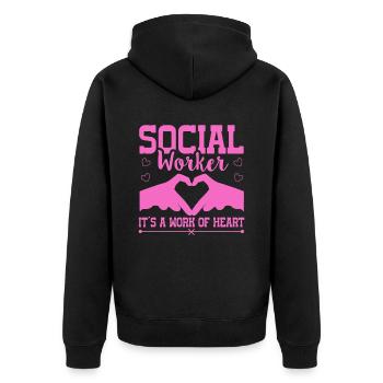Travailleur social c’est un travail de cœur travailleur social - Veste à capuche bio Premium Unisexe - noir - Dos - Nico (187cm)