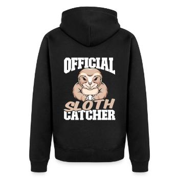 Sloth Funny Sloth Baseball - Unisex Premium Organic Zip Hoodie - black - Back - Nico (187cm)
