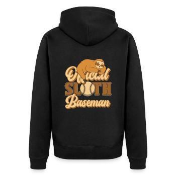 Faultier Faultier Baseball - Unisex Premium Bio Zip Hoodie - Schwarz - Hinten - Nico (187cm)