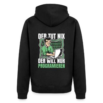 Entwickler Coder Programmierer Computer - Unisex Premium Bio Zip Hoodie - Schwarz - Hinten - Nico (187cm)