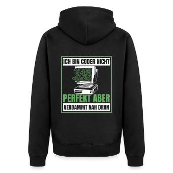Développeur Coder Programmeur Humour - Veste à capuche bio Premium Unisexe - noir - Dos - Nico (187cm)