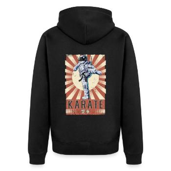 Karate - Unisex Premium Bio Zip Hoodie - Schwarz - Hinten - Nico (187cm)