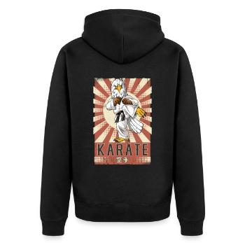 Karate - Unisex Premium Bio Zip Hoodie - Schwarz - Hinten - Nico (187cm)