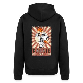 Karate - Unisex Premium Bio Zip Hoodie - Schwarz - Hinten - Nico (187cm)