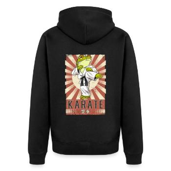 Karate - Unisex Premium Bio Zip Hoodie - Schwarz - Hinten - Nico (187cm)