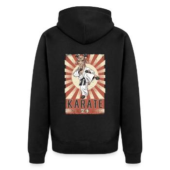 Karate - Unisex Premium Bio Zip Hoodie - Schwarz - Hinten - Nico (187cm)