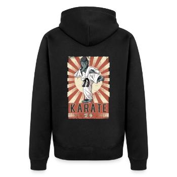 Karate - Unisex Premium Bio Zip Hoodie - Schwarz - Hinten - Nico (187cm)