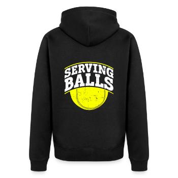 Balles de service - Tennis amusant - Veste à capuche bio Premium Unisexe - noir - Dos - Nico (187cm)