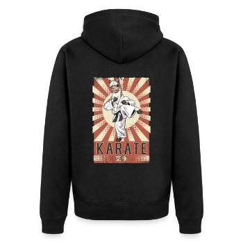 Karate - Unisex Premium Bio Zip Hoodie - Schwarz - Hinten - Nico (187cm)