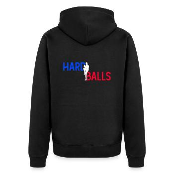 Harte Bälle - Lustiger Baseball - Unisex Premium Bio Zip Hoodie - Schwarz - Hinten - Nico (187cm)