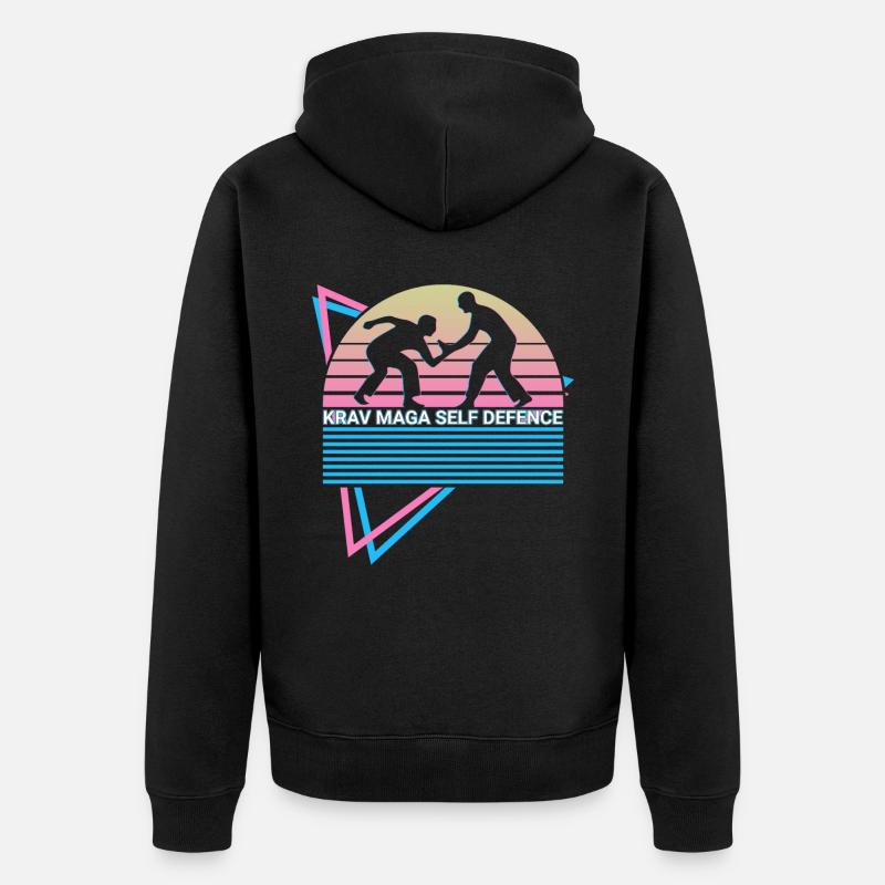 Krav Maga Rétro - Veste à capuche bio Premium Unisexe - noir