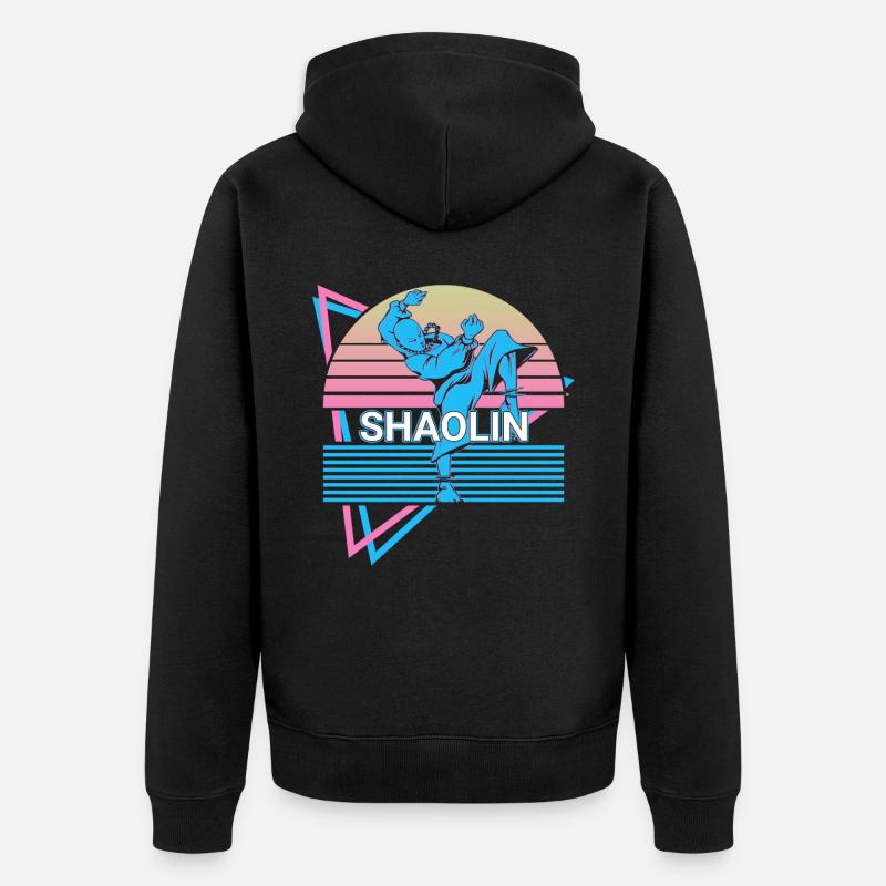Kung Fu Retro - Unisex Premium Bio Zip Hoodie - Schwarz
