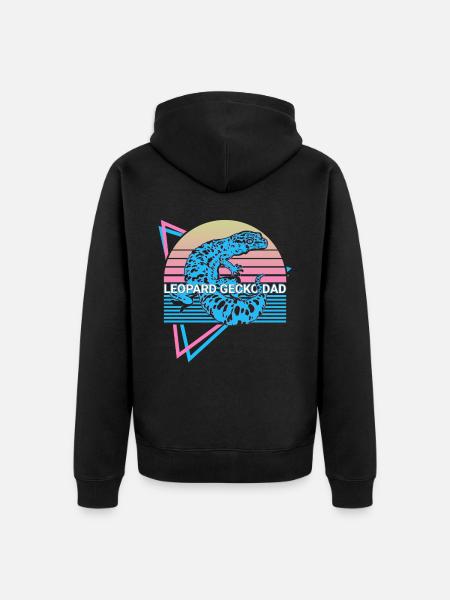 Leopard Gecko Papa Retro - Unisex Premium Organic Zip Hoodie - black