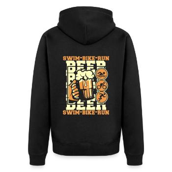 Swim Bike Run Beer Triathlete Training - Unisex Premium Organic Zip Hoodie - black - Back - Nico (187cm)