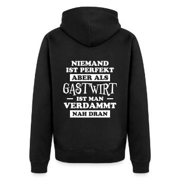 Gastwirt Fun Spruch Kneipe Wirt Gastwirt Geschenk - Unisex Premium Bio Zip Hoodie - Schwarz - Hinten - Nico (187cm)