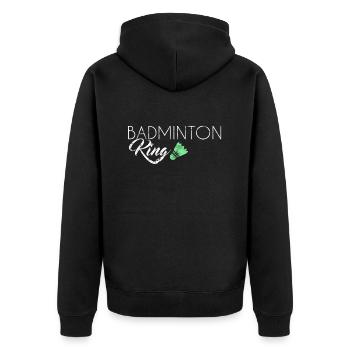 Badminton King - Unisex Premium Bio Zip Hoodie - Schwarz - Hinten - Nico (187cm)