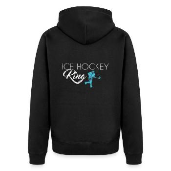 Eishockey King - Unisex Premium Bio Zip Hoodie - Schwarz - Hinten - Nico (187cm)