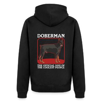 Doberman Dog Dog Owner Gift - Unisex Premium Organic Zip Hoodie - black - Back - Nico (187cm)