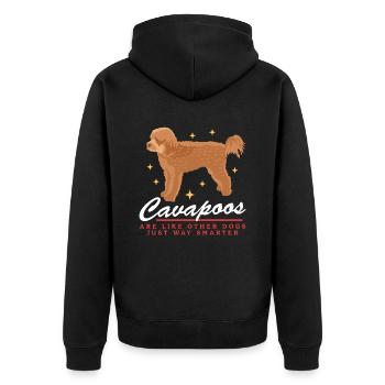 Cavapoo Dogs | Cavoodle Dog Owner Gift - Unisex Premium Organic Zip Hoodie - black - Back - Nico (187cm)