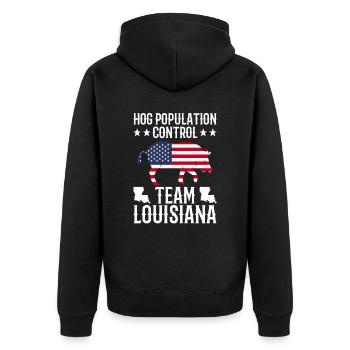 Schweinejagd Louisiana Design Für Die - Unisex Premium Organic Zip Hoodie - black - Back - Nico (187cm)