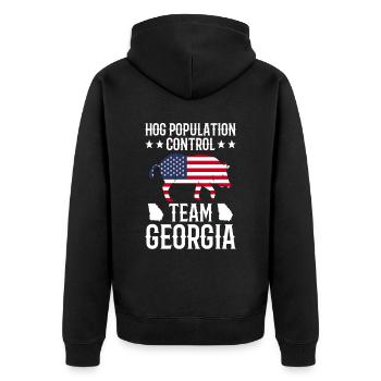 Schweinejagd-georgia-design Für Die - Unisex Premium Organic Zip Hoodie - black - Back - Nico (187cm)