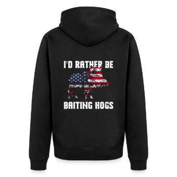 Patriotisches Wildschweinjagd-design Für Die - Unisex Premium Organic Zip Hoodie - black - Back - Nico (187cm)