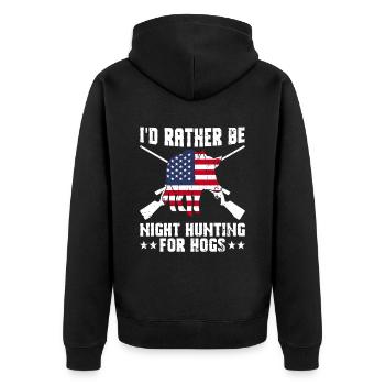 Patriotisches Wildschweinjagd-design Für Die - Unisex Premium Organic Zip Hoodie - black - Back - Nico (187cm)