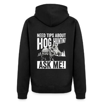 Schweinejagd-design Für - Unisex Premium Bio Zip Hoodie - Schwarz - Hinten - Nico (187cm)