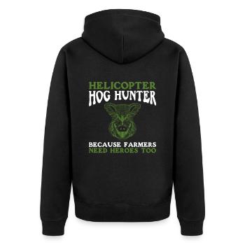 Hubschrauber-schweinejäger-design Für Die - Unisex Premium Organic Zip Hoodie - black - Back - Nico (187cm)