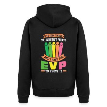 I Have An EVP- Ghost Investigator - Unisex Premium Organic Zip Hoodie - black - Back - Nico (187cm)