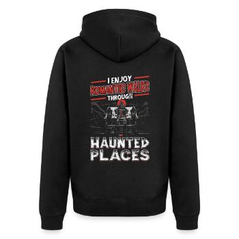 I Like Haunted Places - Ghost Investigator - Unisex Premium Bio Zip Hoodie - Schwarz - Hinten - Nico (187cm)