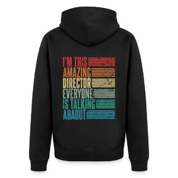 Vintage Regisseur Regisseurin Geschenk Retro - Unisex Premium Bio Zip Hoodie - Schwarz - Hinten - Nico (187cm)