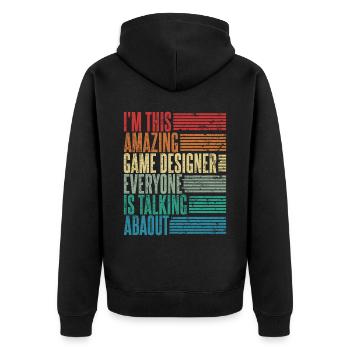 Vintage Developer Game Developer Gift Retro - Unisex Premium Organic Zip Hoodie - black - Back - Nico (187cm)