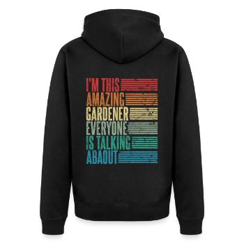 Vintage Jardinier Jardinier Cadeau Rétro - Veste à capuche bio Premium Unisexe - noir - Dos - Nico (187cm)