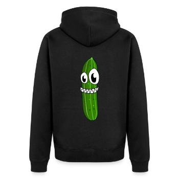 Gurken verrückte Gurke - Unisex Premium Bio Zip Hoodie - Schwarz - Hinten - Nico (187cm)