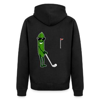 Gurke spielt Golf Gurken - Unisex Premium Bio Zip Hoodie - Schwarz - Hinten - Nico (187cm)
