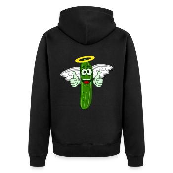 Gurke Engel Gurken - Unisex Premium Bio Zip Hoodie - Schwarz - Hinten - Nico (187cm)