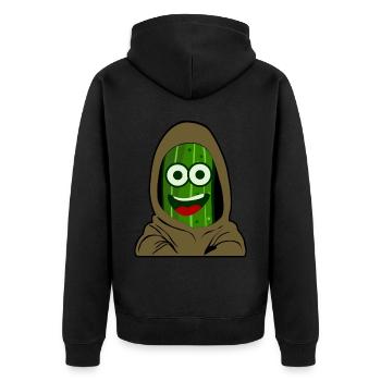 Gurke Gurken - Unisex Premium Bio Zip Hoodie - Schwarz - Hinten - Nico (187cm)