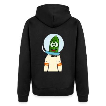 Gurke im Weltraum Astronauten Gurken - Unisex Premium Bio Zip Hoodie - Schwarz - Hinten - Nico (187cm)