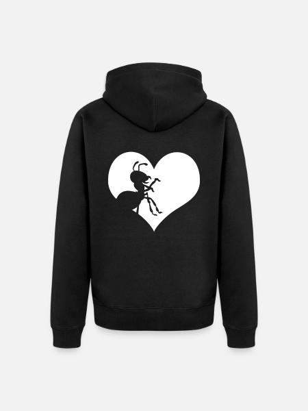 Fourmi cœur fourmis - Veste à capuche bio Premium Unisexe - noir