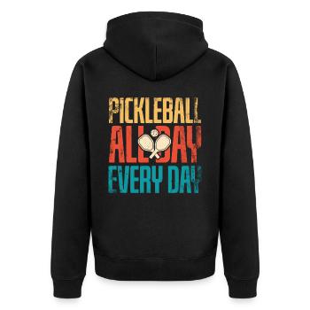 Das Leben Ist Erstaunlich, Pickleball Macht Es - Unisex Premium Bio Zip Hoodie - Schwarz - Hinten - Nico (187cm)