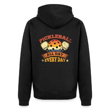 Das Leben Ist Erstaunlich, Pickleball Macht Es - Unisex Premium Bio Zip Hoodie - Schwarz - Hinten - Nico (187cm)