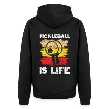 Das Leben Ist Erstaunlich, Pickleball Macht Es - Unisex Premium Bio Zip Hoodie - Schwarz - Hinten - Nico (187cm)
