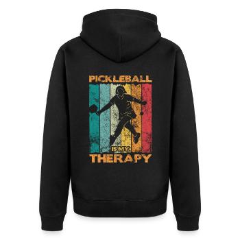Das Leben Ist Erstaunlich, Pickleball Macht Es - Unisex Premium Bio Zip Hoodie - Schwarz - Hinten - Nico (187cm)