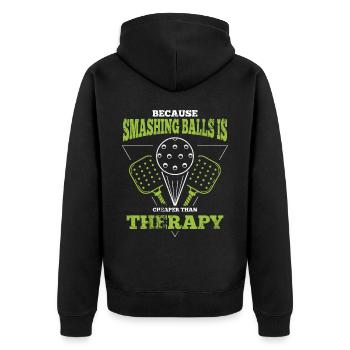 Life is amazing, Pickleball does it - Unisex Premium Organic Zip Hoodie - black - Back - Nico (187cm)