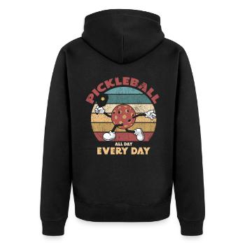 Das Leben Ist Erstaunlich, Pickleball Macht Es - Unisex Premium Bio Zip Hoodie - Schwarz - Hinten - Nico (187cm)